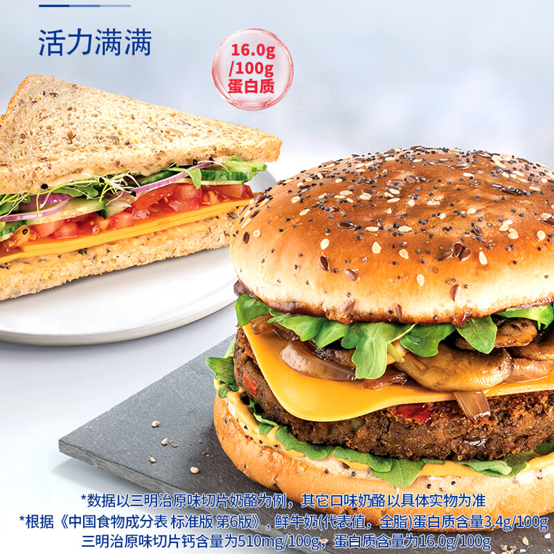 乐芝牛芝士片三明治奶酪片原味200g/10片装 高钙营养早餐 汉堡 吐司