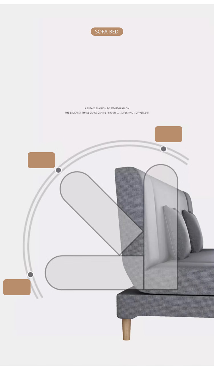 L&S Sofa, Living Room Folding Sofa Bed, Dual-Purpose for Small Apartments, Fabric Sofa, Four-Seater, 66A Light Gray, 1.8 Meters 5