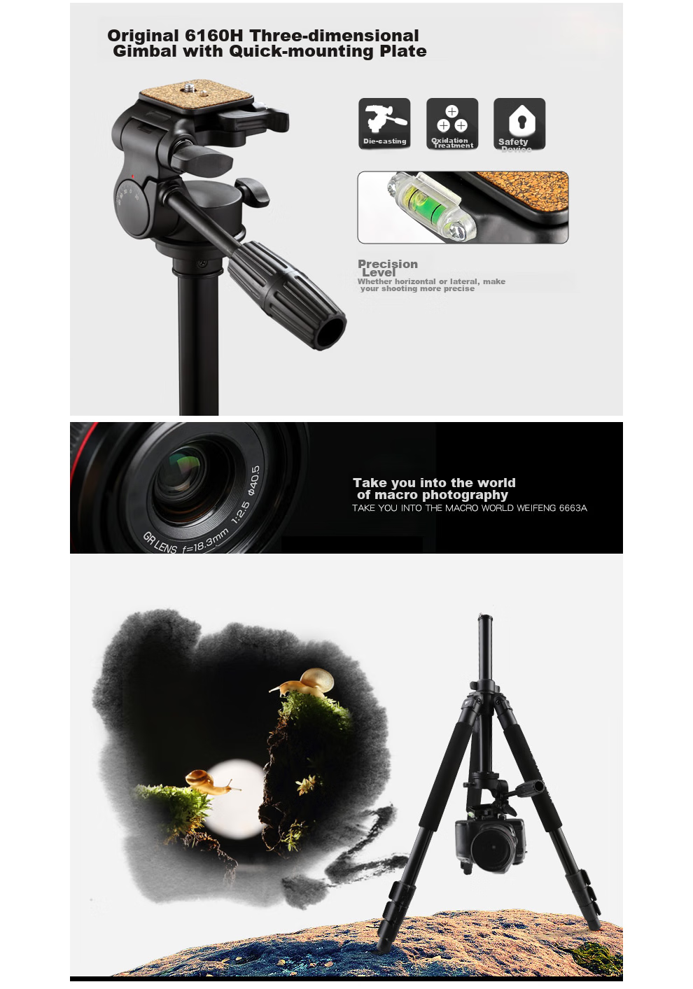 Weifeng WF-628 Portable Travel Tripod for Mirrorless And DSLR Cameras, Photography And Videography Stand, Selfie Live Streaming Outdoor Projector Floor Stand [With Phone Clamp + Bluetooth] 3