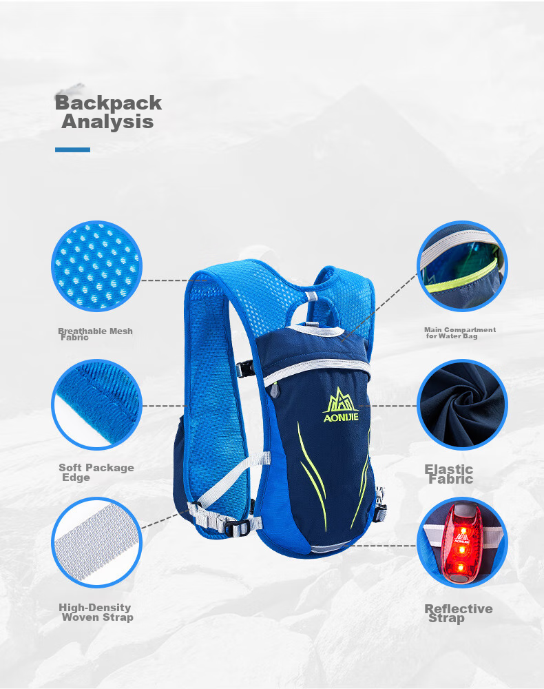 AONIJIE Backpack, Double Shoulder Bag, Off-Road Backpack, Hiking Bag for Men And Women, Outdoor Running Cycling Hydration Pack, Trekking Backpack, 5.5L 11