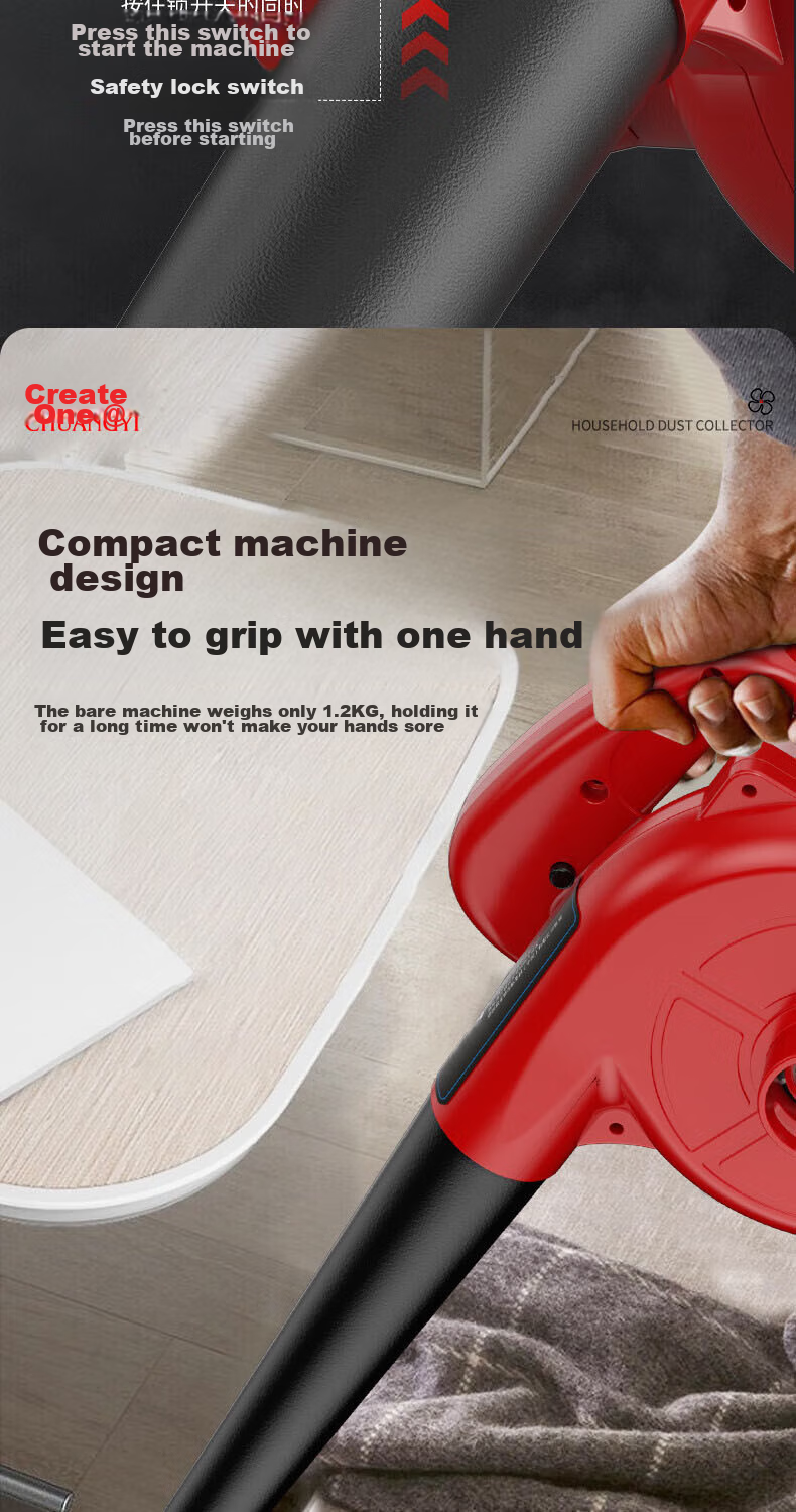 Chuangyi Electric Blower High Power 1500W Dual-Use Integrated Blower And Suction Machine Dust Remover Industrial Blower Small Size 12
