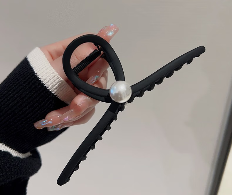 Xiangwan Hair Clip, Large Hair Claw, Matte Hair Grip, Elegant Feel, Thick Hair, Pearl Shark Clip for Wome 7