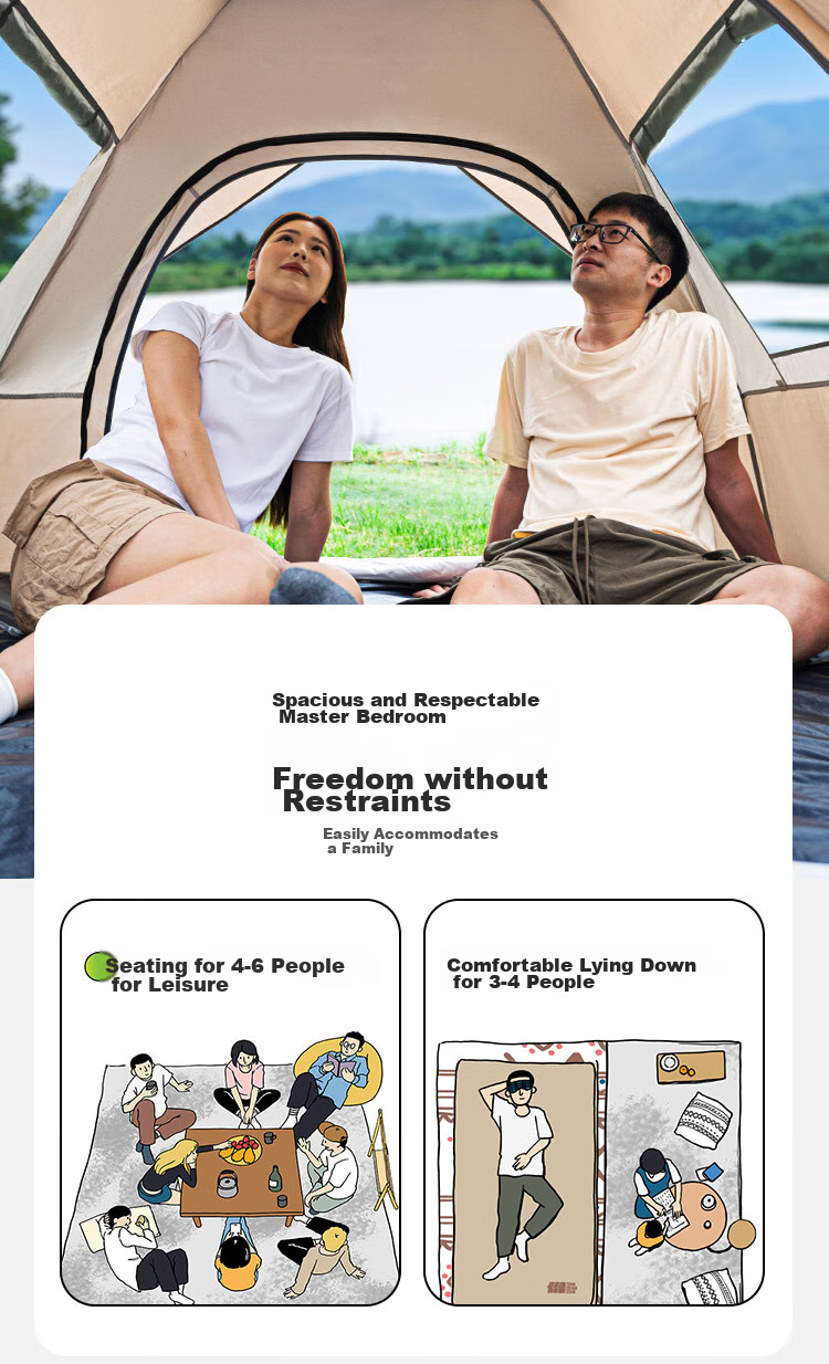 TAN XIAN ZHE Fully Automatic Sun Protection Tent, Outdoor Camping No-Setup Tent, Family Outing Camping Tent 19