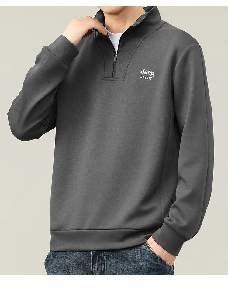 JEEP SPIRIT Men's Sweatshirt, Long-Sleeved T-Shirt for Autumn And Winter, Loose-Fitting Casual Trendy Top for Men's Clothing 3