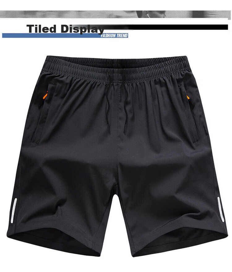 NASA GOOD Men's Shorts, Summer Solid Color Versatile Trendy Sports Thin Breathable Elastic Loose Five-Point Pants, Black 5XL 12