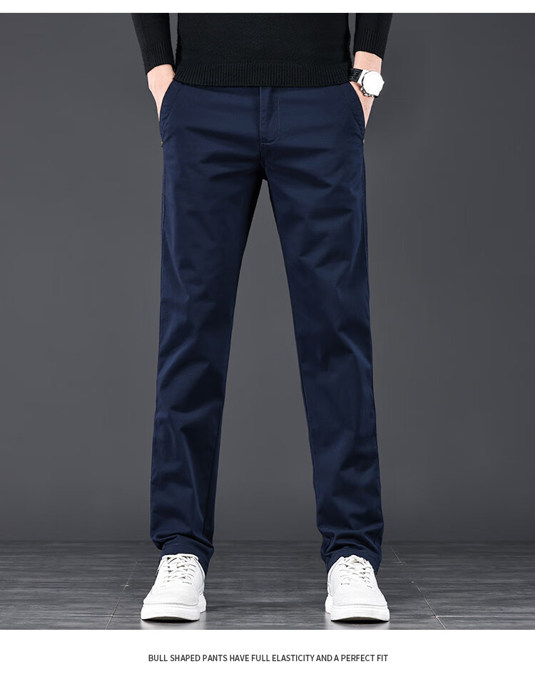 JEEP High-End Men's Casual Pants, New Spring 2026 Style, Loose Straight-Leg, Light Business Pure Cotton Trousers for Me 23