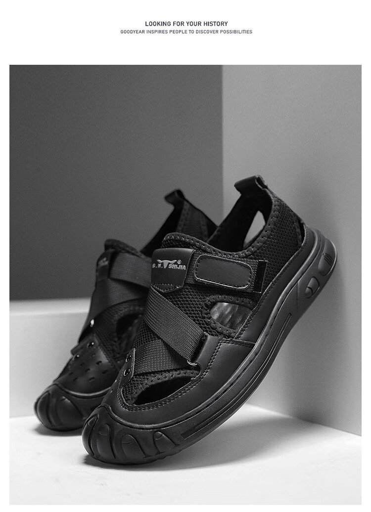 Bull Family Men's Summer Closed-Toe Sandals Soft Leather Soft Sole Outdoor Water-Resistant Casual Trendy Men's Clogs 30
