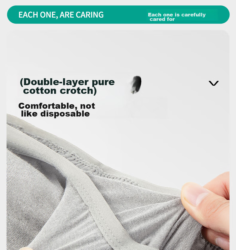 Briars Disposable Men's Underwear, Sterile Pure Cotton, Travel-Friendly, No-Wash Shorts, Double-Layer, 4-Pack, Boxer Briefs for Men, Gray, Size 4XL 10
