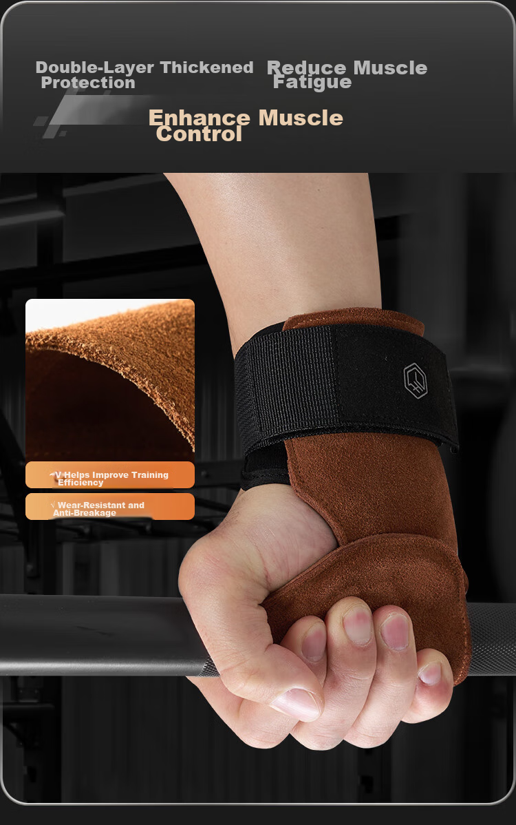 JD Original Pull-Up Assist Bands, Fitness Grip Strength Bands for Men And Women, Deadlift Fitness Gloves, Cowhide Brown, 2 Pieces 6