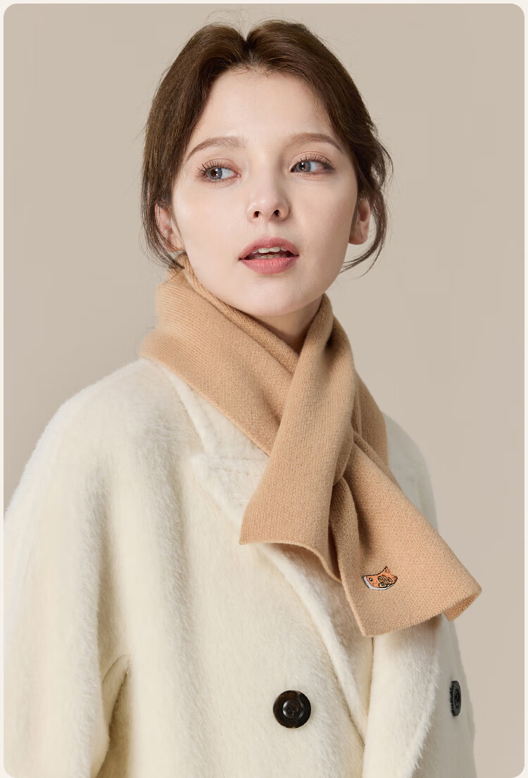 JIUMU Pure Wool Scarf for Women, Autumn And Winter Embroidered Red Warm Neck Warmer, Mid-Autumn Festival Birthday Gift 15