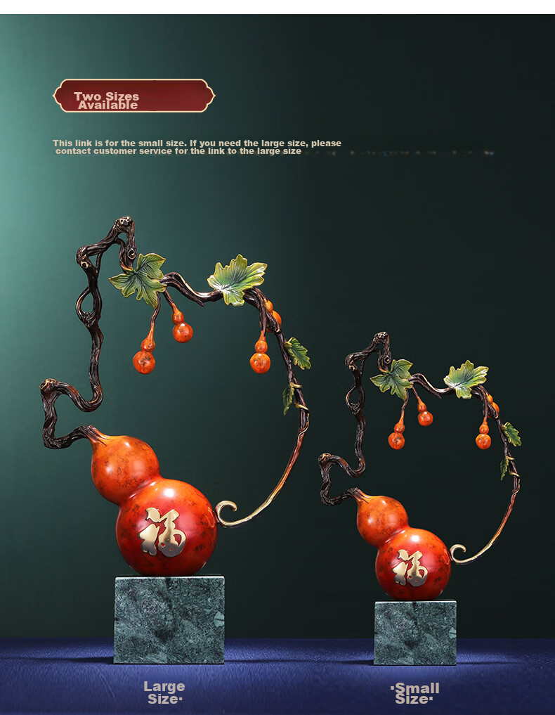 Nuoshiman Copper Gourd Ornament for Living Room, Wine Cabinet, Office, Housewarming Gift, Moving Present, Grand Opening 10