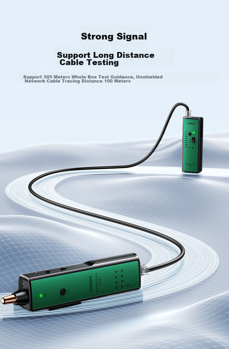 UGREEN Network Cable Tester, Multifunctional Network/phone Cable Tester, Computer Network RJ45 Telephone Line Engineering/home Intelligent Signal Detection Continuity Tester 9