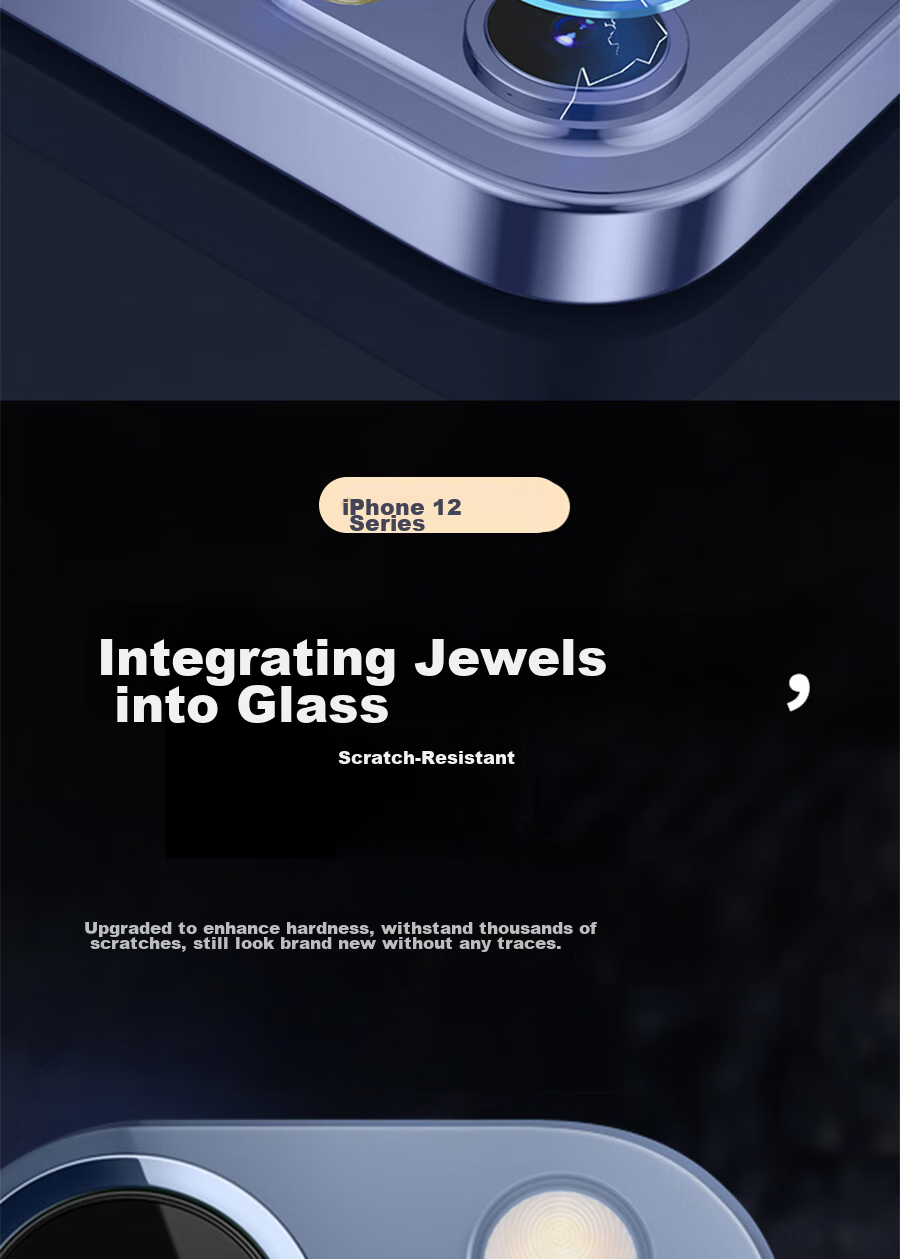 ESCASE IPhone 12 Full Coverage Camera Lens Protector, Flexible Curved Edge Tempered Glass Film for IPhone 12 Rear Camera Protection, Scratch-Resistant 6.1 HD Clear 8