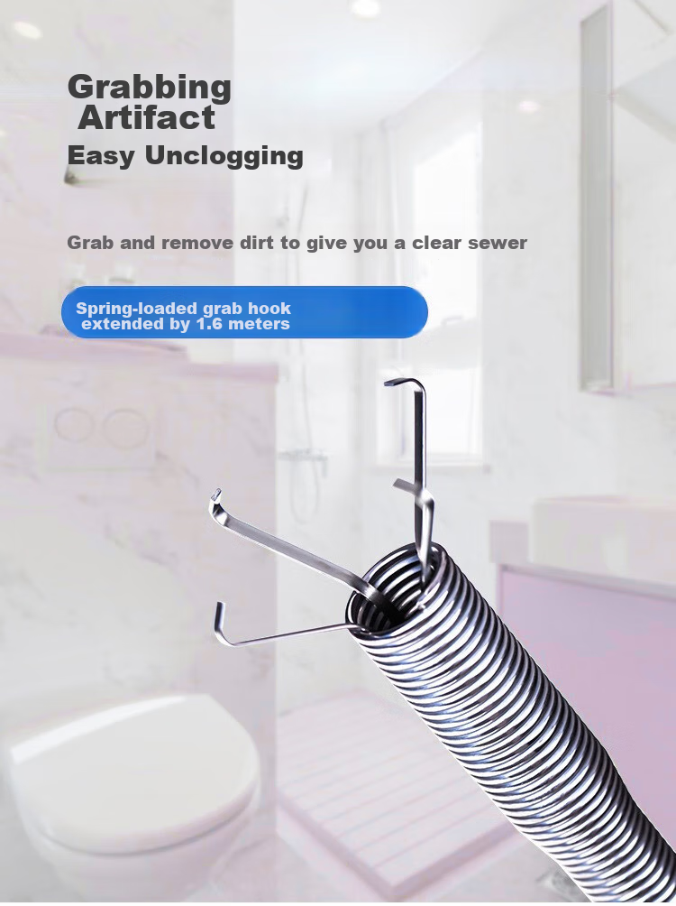 JUQI Select Kitchen Drain Cleaner Professional Pipe Cleaning Tool Toilet Clog Remover Four-Claw Grab Hook 1.6 Meters 1