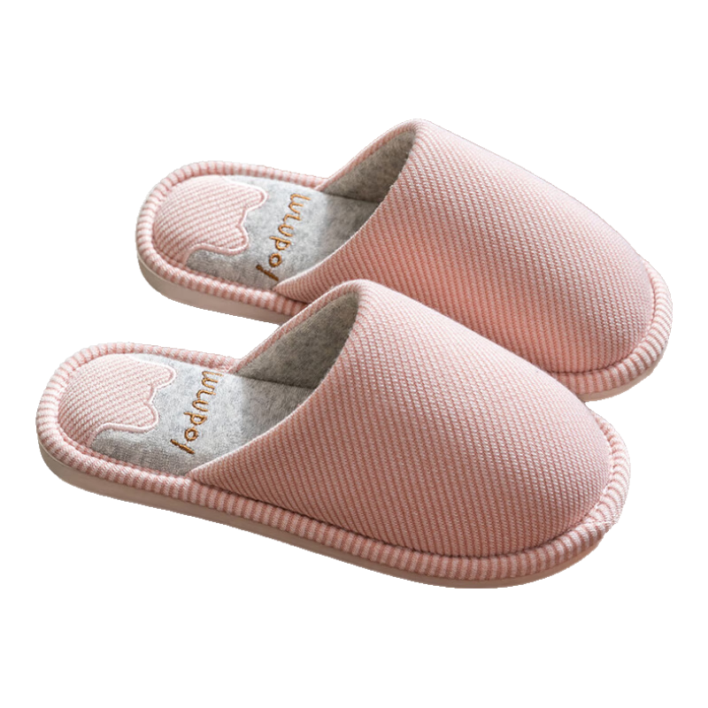 GUOLUOFEI Japanese-Style Wooden Floor Slippers for Men And Women, Indoor Thick-Soled Couple's All-Season Slippers, Pink, Size 40-41