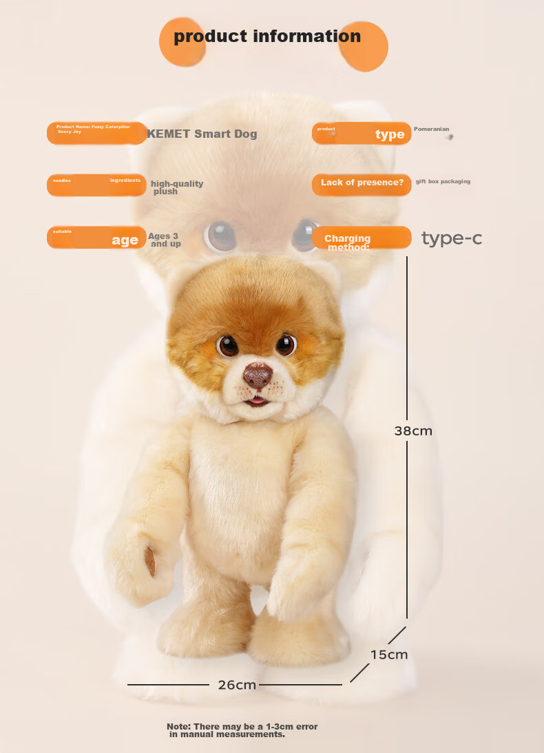 CUMATE Intelligent Pomeranian Toy Dog AI Companion Robot, Children's Gift, Birthday Present for Boys 12