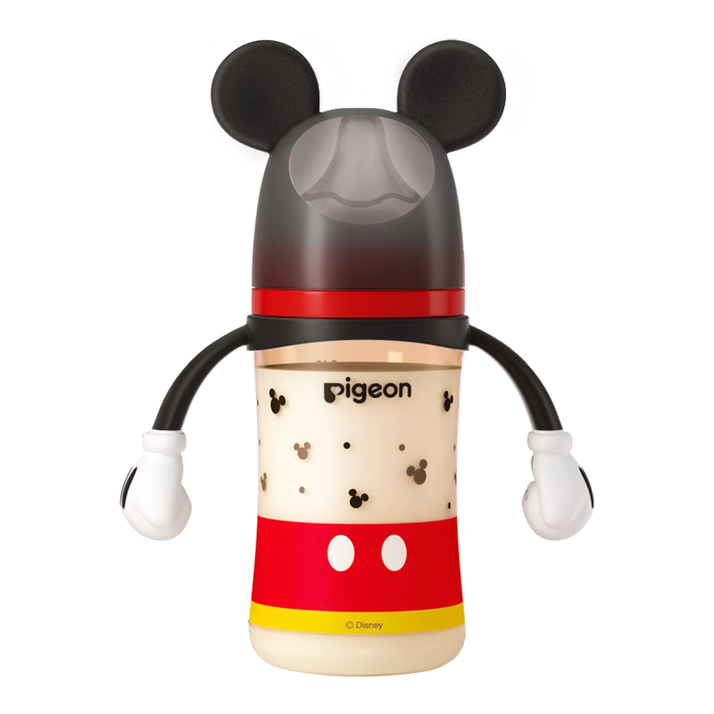Pigeon PPSU Disney Double-Handle Bottle 240ml Size L Nipple, Classic Mickey, 6+ Months+, AA238