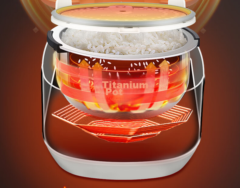 Amos 0 Coated Rice Cooker, Pure Titanium Uncoated Mother And Baby Grade Material Inner Pot, 3L Multifunctional Household Rice Cooker for 3-4 People, Soup And Porridge, Voice-Controlled IH Heating Electric Rice Cooker AS-FB308T 8