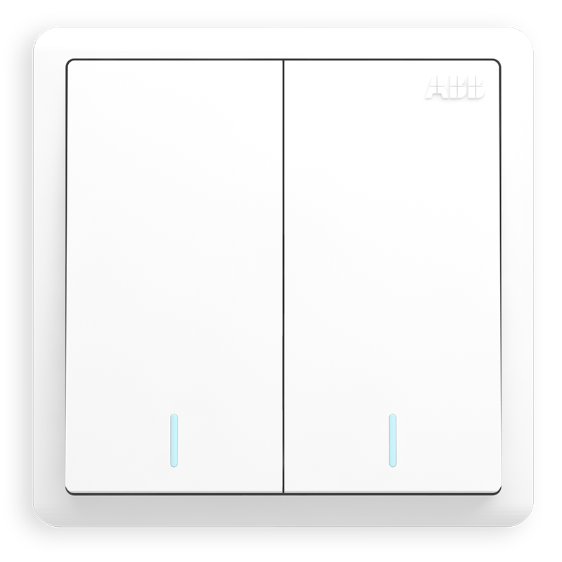 ABB Switch Panel, Yuanchi Series White 86-Type with Fluorescent Double Switch Single Control Switch, AO102