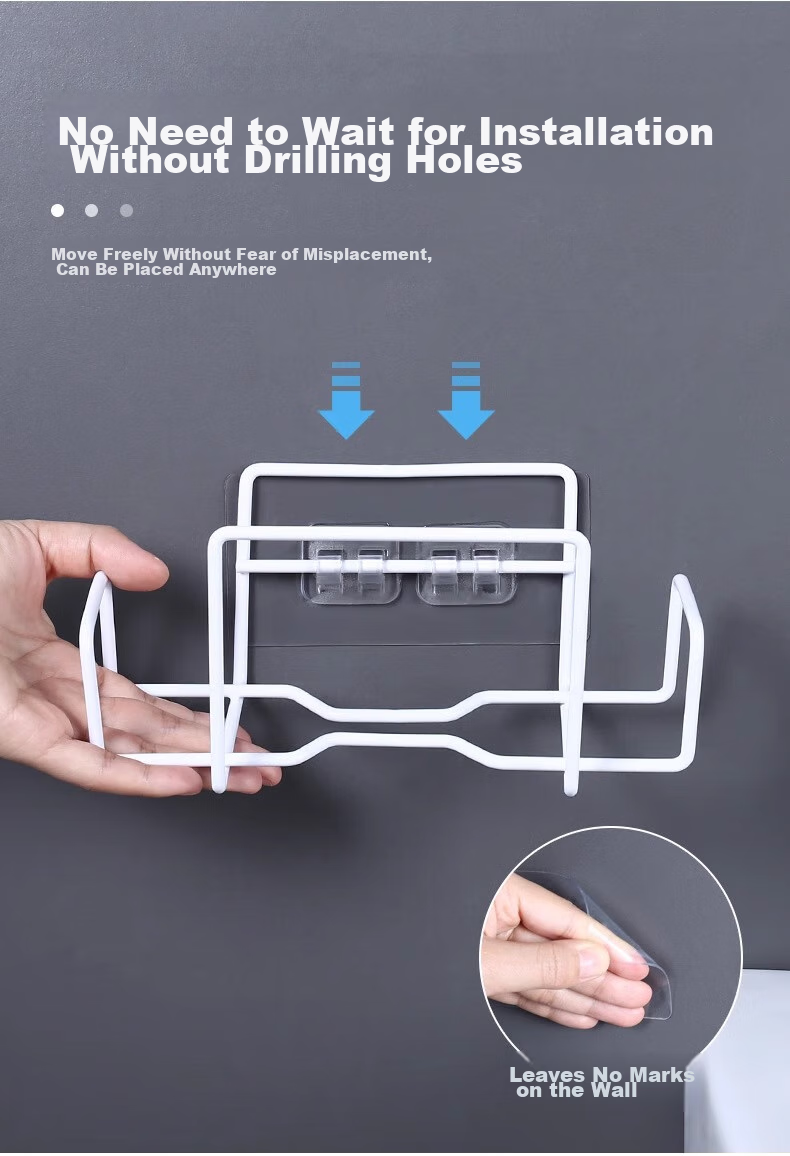 Hujia Kitchen Paper Holder, Wall-Mounted Storage Box, No Drilling Required, Storage Rack, Carbon Steel Electroplated Waterproof Face Towel Organizer 4