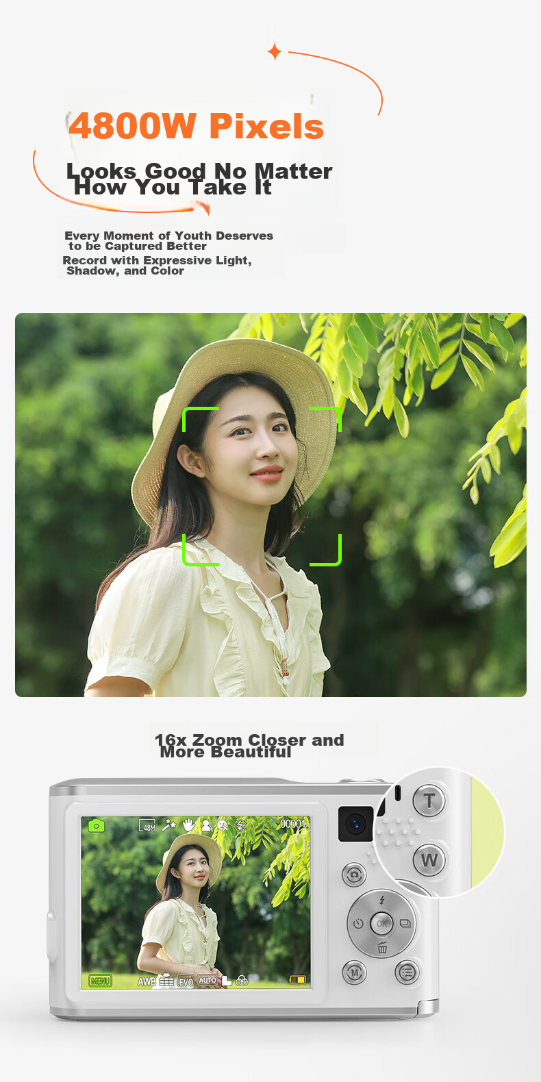 CAIZU Dual-Lens 64MP Digital Camera with Selfie And Card Slots for Students, Uploadable to Phones, Upgraded Alternative to Z3 Ccd Camera, Birthday Gift for Boys And Girls 2