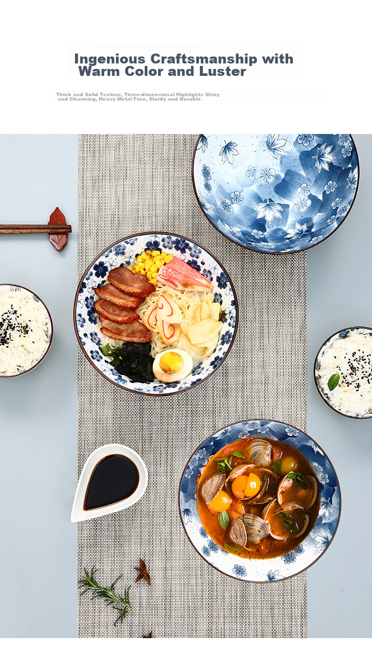 MAXCOOK Ceramic Bowl with Lid Japanese Style Soup Noodle Rice Bowl MCFT3899 6
