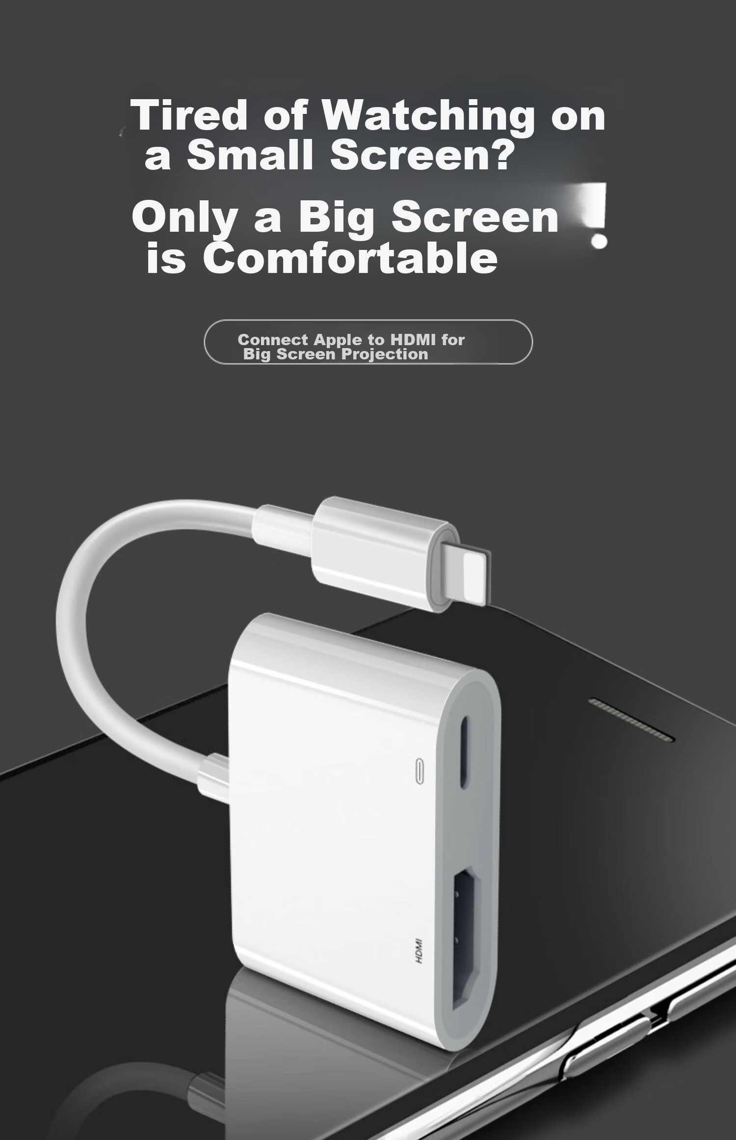 Bkayp Lightning to HDMI Adapter for Apple Phones, High-Definition Screen Mirroring Converter for IPhone 14/13/iPad, TV Projector Screen Mirroring, Online Class Video Streaming 1