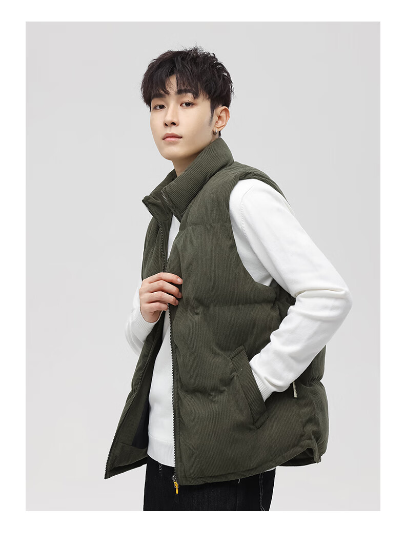 JEANSWEST Men's Spring Autumn Corduroy Loose Vest with Shoulder Bag Warm Jacket Dark Gray 3XL 6