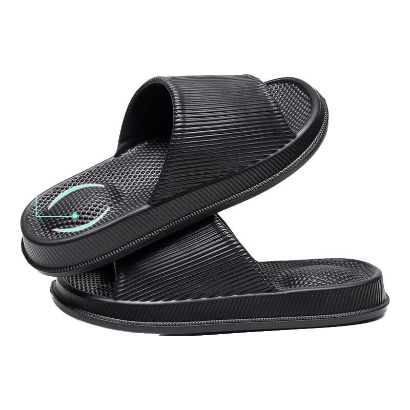 GUOLUOFEI Thick-Soled Slip-On Sandals for Men And Women, Summer Bathroom Shower Non-Slip Couple Indoor Slippers, Black, Size 44-45
