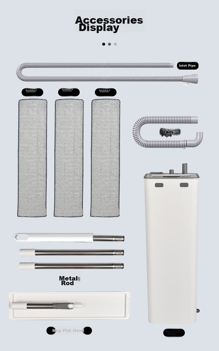 Youjialiangpin Flat Mop, 40CM Handle Length, 135CM Total Length, 3 Cloths Included, Household All-In Mop without Hand Washing, Comes with Bucket, Washing Machine Mop Set 29