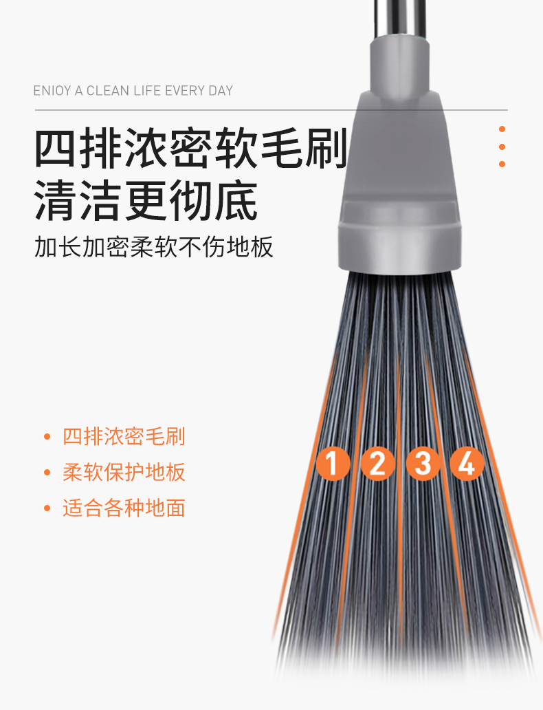 Lilin Windproof Broom with Comb-Shaped Dustpan, Sweeping Set for Home Use, 2-Piece Combinatio 3