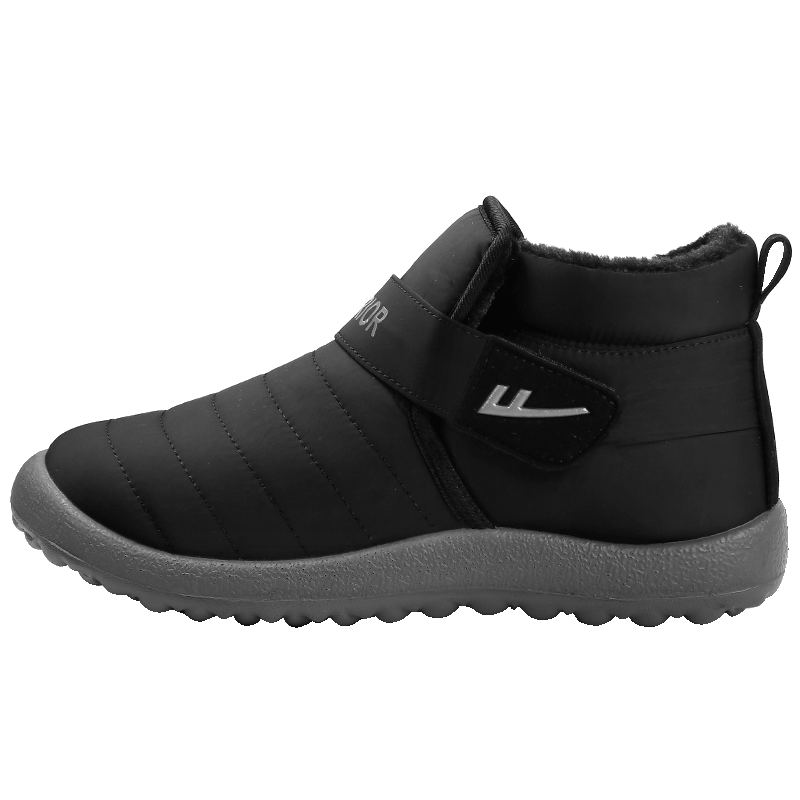 Huili Cotton Shoes for Men, Winter Cold-Proof, Warm Elderly Shoes, Thickened Non-Slip Middle-Aged And Elderly Snow Boots, Black, Size 39