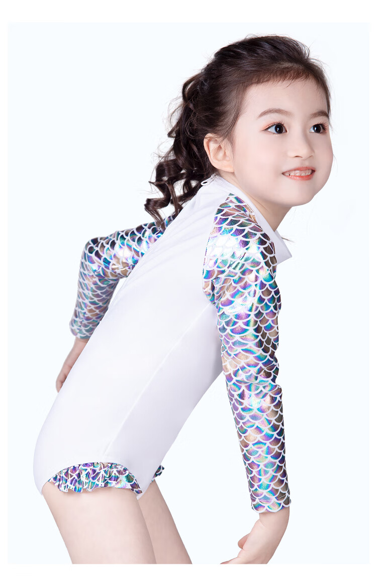 Momasong Children's Swimsuit One-Piece Long Sleeve Sun Protection Hot Spring Swimwear for Girls, Toddlers And Older Children Mermaid Swimwear 5