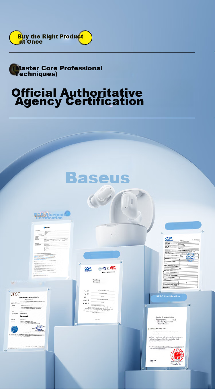 BASEUS WM01 Upgraded Version, In-Ear True Wireless Bluetooth Sleep Headphones for Music, Sports, Gaming, Calls, Noise Reduction, Low Latency, Suitable As A Gift for Apple, Huawei, Xiaomi 3