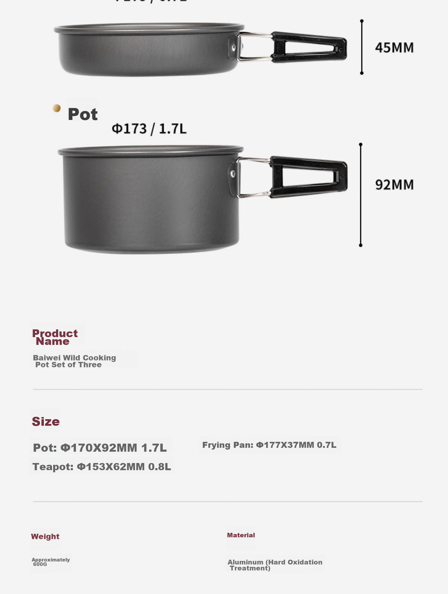 E-Rover Outdoor Cookware Set, Camping Stove Pot, Picnic Cooking Utensils, Frying Pan with Cover, Large Outdoor Cooking Equipment for Camping 9