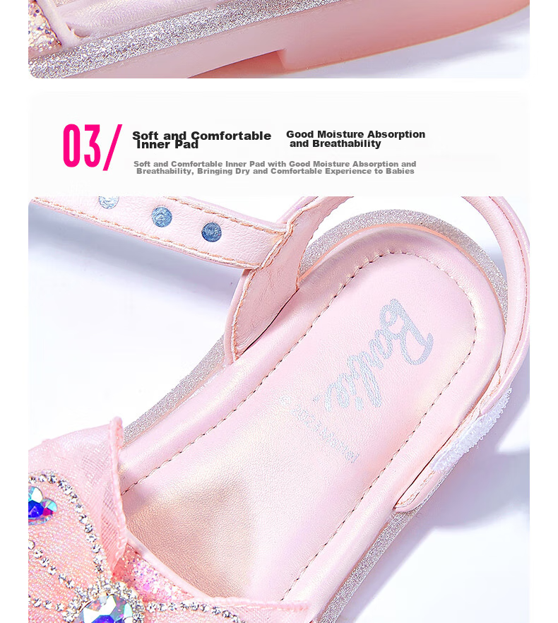 Barbie Children's Shoes, Summer Kids' Sandals, Girls' Butterfly Bow Open-Toe Sandals, Crystal Shoes DA5939, Light Purple, Size 28 11