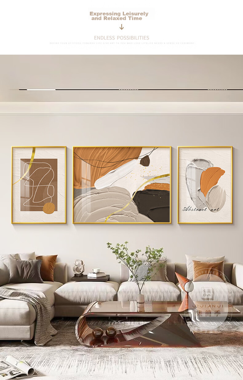 JIJUANJI Modern Minimalist Living Room Decorative Painting, 2025 New Light Luxury Nine Fish Pattern Wall Art, Sofa Background Mural 6
