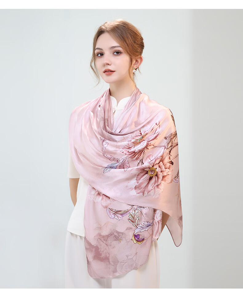 Hangsilu Silk Scarf for Women, Chinese Style Mulberry Silk Shawl Wrap, Elegant Practical Birthday Gift for Wife Or Mother 8
