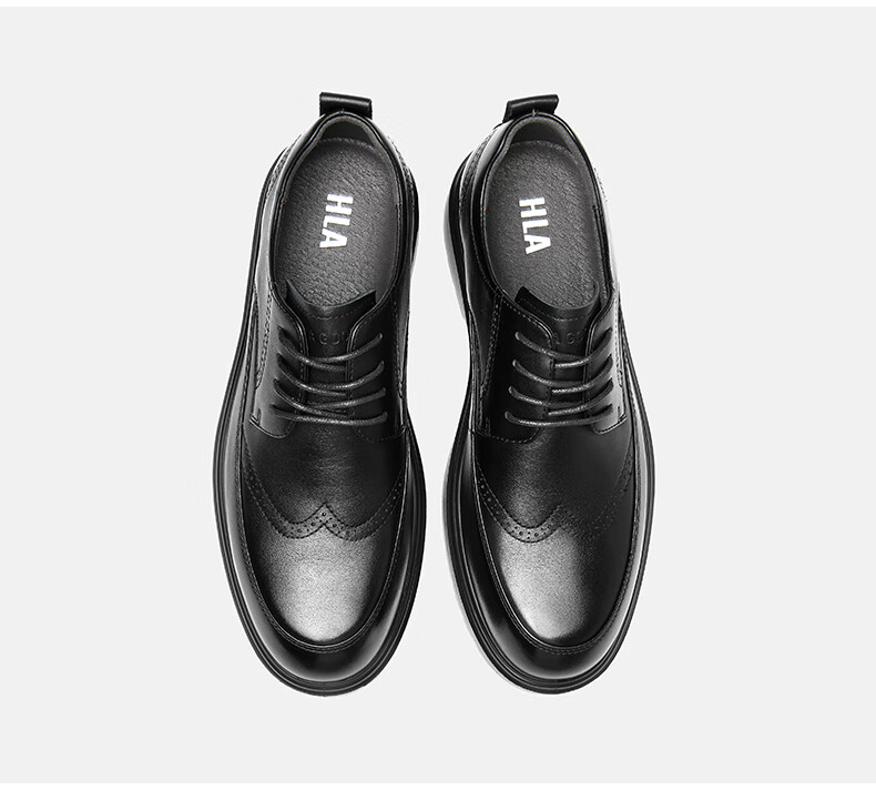HLA Men's First Layer Cowhide Leather Shoes British Style Formal Business Shoes T258 Black Size 40 21