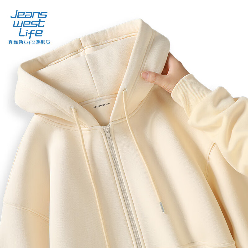 JEANSWEST LIFE Men's Levi's Hooded Jacket Spring and Autumn Thick Breathable Zipper Top Youth Street Fashion Clothing