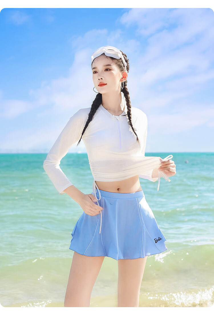 Barbie Swimsuit for Women, Elegant Two-Piece Skirt-Style Hot Spring Swimwear, Conservative Boyshorts, Fashionable Push-Up Plus Size Swimming Costume 6