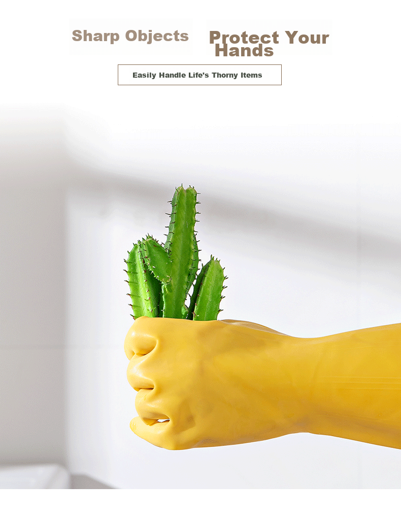 MEIJIARIJI Thickened Latex Rubber Gloves M Size 2 Pairs Household Dishwashing Gloves Property Cleaning Rubber Gloves 12
