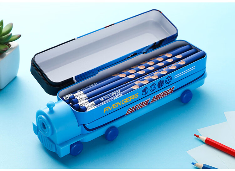 Disney Elementary School Pencil Case, Double-Layer Large Capacity Pen Box, Creative Multifunctional Train-Shaped Pencil Case, Girls' Children's Study Supplies Graduation Gift, Froze 12