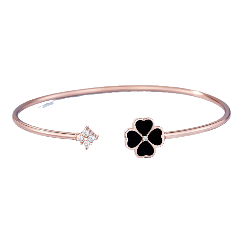 Grace Girl Original Real Diamond Four-Leaf Clover Bracelet for Women, Rose Gold Jewelry, Anniversary Birthday Gift for Girlfriend