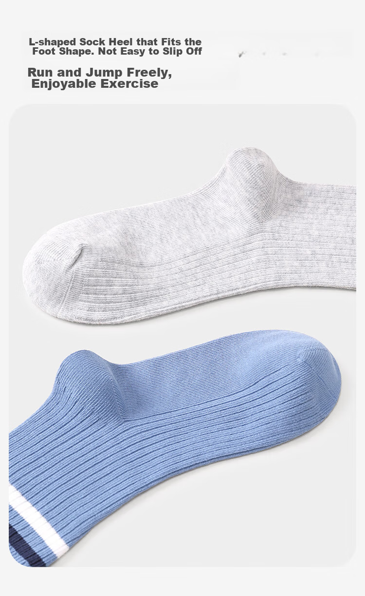 Jiusuiban Children's Socks, Boys' Autumn And Winter Medium-Thick 7A Antibacterial Cotton Socks, Striped Sports Socks for Older Children And Teenagers, Mid-Calf Socks 7