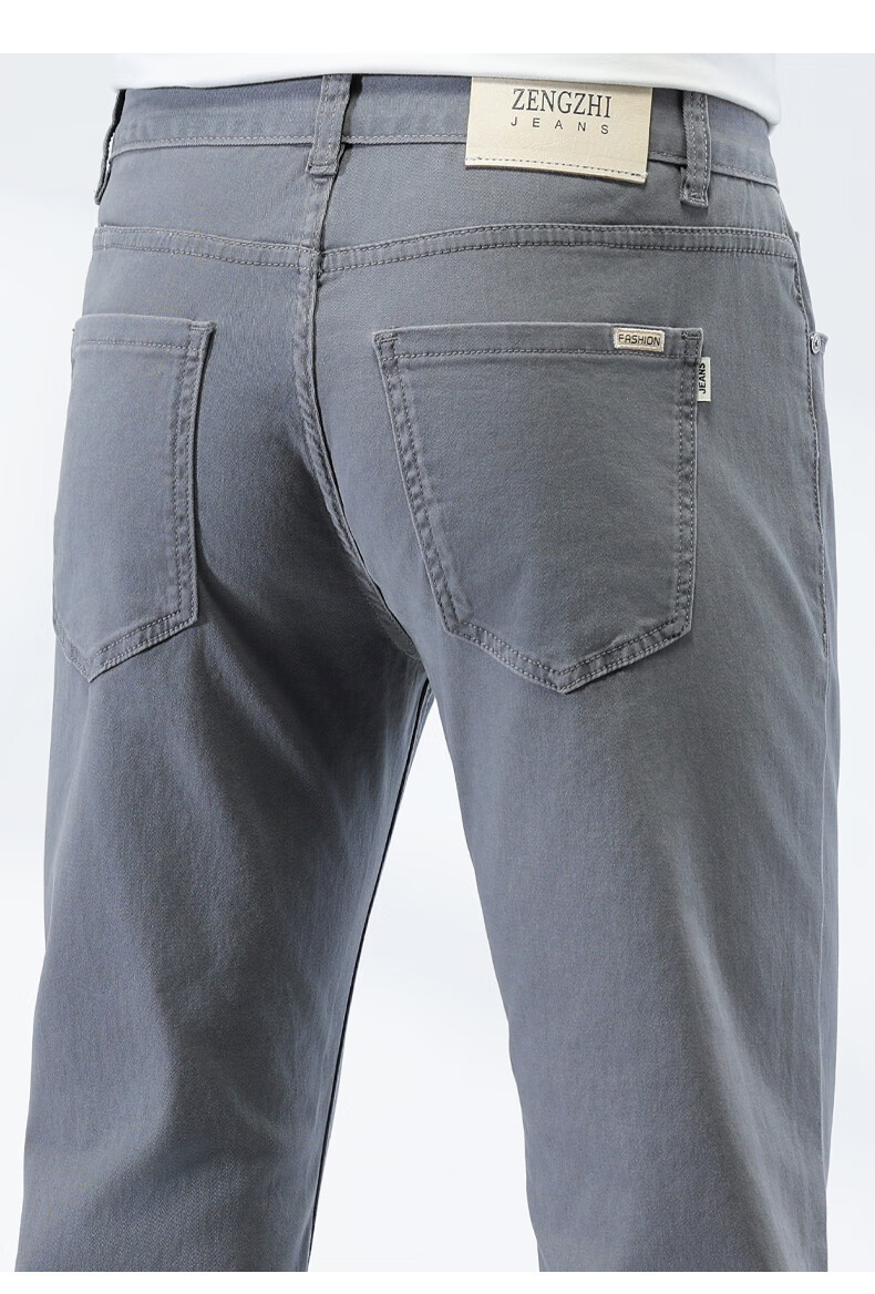 Zengzhi Denim Men's Comfortable Casual Pants Loose Fit Straight Leg Stretch Versatile Gray Size 32 10