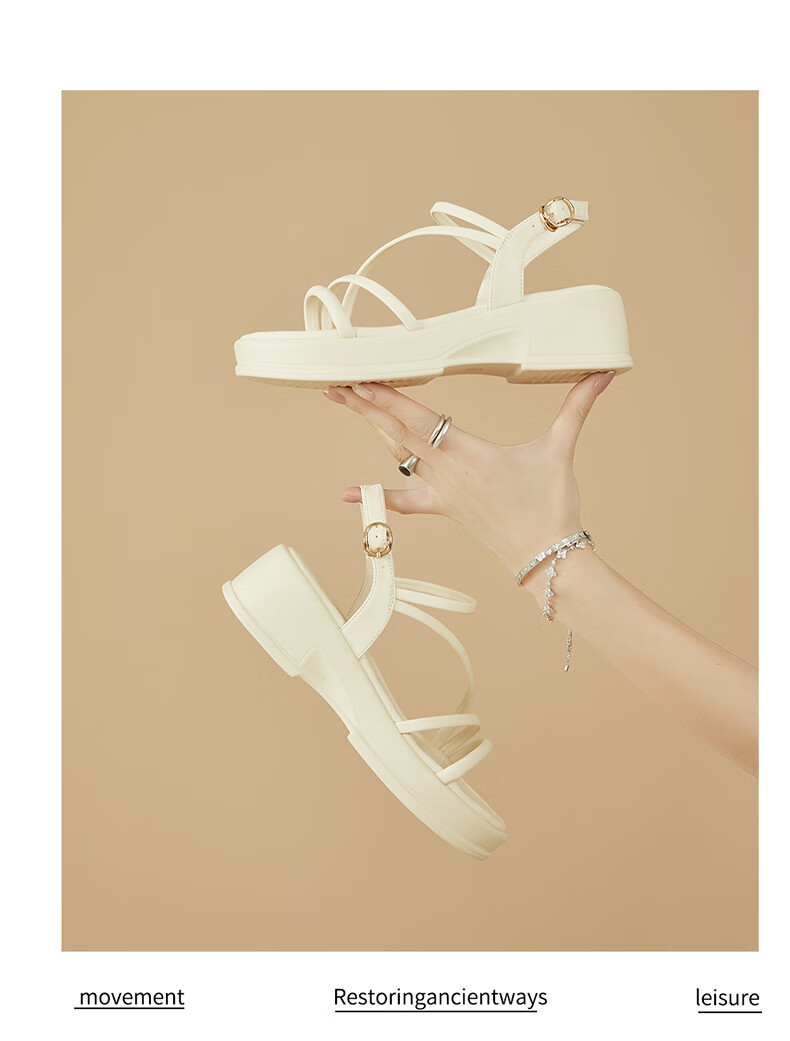 DAPHNE Fairy-Style Platform Sandals for Women, Wedge Beach Shoes with Ankle Strap Roman Sandals 4623303090 Black Size 36 10