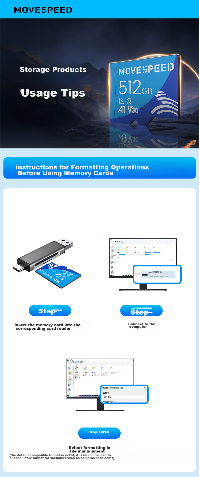 MOVE SPEED 128GB Memory Card TF (MicroSD) Storage Card U3 V30 A1 C10 4K Dash Cam Surveillance Camera Smartphone Tablet Camera Storage Card High-Speed Versio 10
