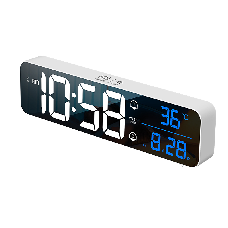 BBA Alarm Clock Smart Electronic Night Light Multifunctional Wall-Mounted Large Size Desk Clock for Living Room And Bedroom, Simple White Extended Version Back-To Seaso