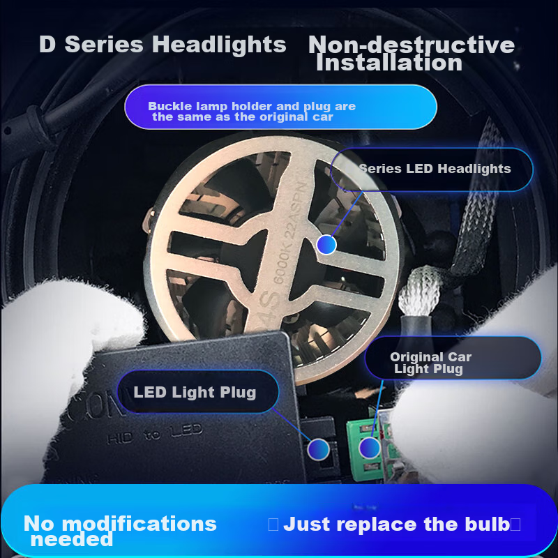 SAST Car LED Headlights, Xenon Lamp to LED Bulb Conversion, High Beam And Low Beam Headlights D5S [2-Pack]